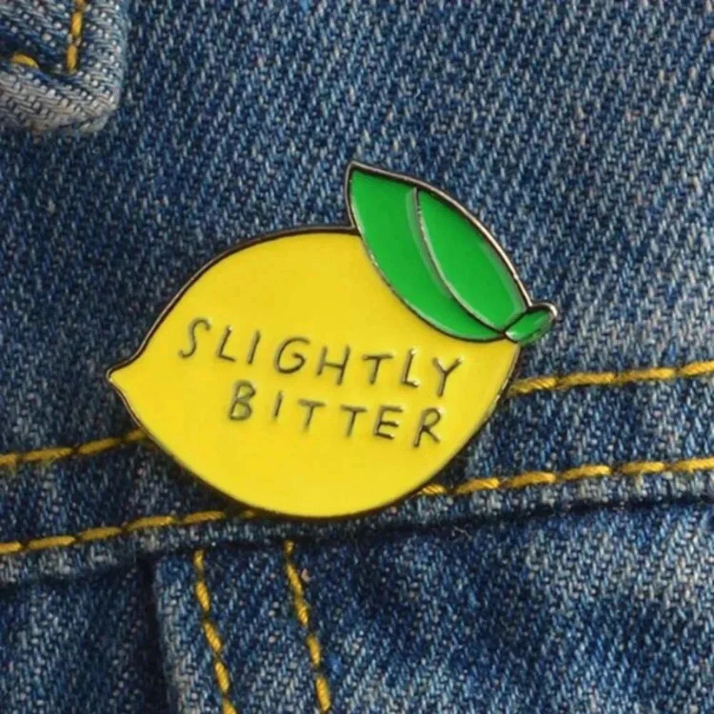 Yellow green lemon Slightly Bitter enamel brooch pin denim backpack bag hat coat